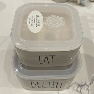 New Rae Dunn set of 2 Lunch Box Eat Delish